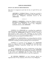 Deed of assignment (property) this deed of assignment is made the date and year set out in section 1 of the first schedule hereto between the terms and conditions governing malaysia property loans and. Deed Of Assignment Of Credit Assignment Law Contract Law