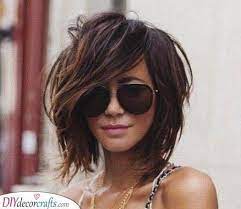 A Rockstar Look Shoulder Length Hairstyles Shoulderlengthbob Messy Bob Hairstyles Shoulder Length Hair Medium Length Hair Styles