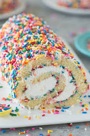 The Ultimate Funfetti Cake Roll A Vanilla Cake Paired With A Cream Cheese Frosting Add As Many Sprinkles As Cake Roll Dessert Recipes Easy Cake Roll Recipes