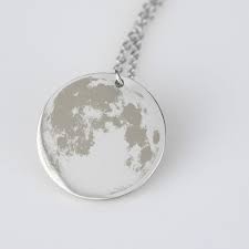 Laser Etched Full Moon Charm Necklace Stainless Steel Or 18k Gold Plated Adjustable Chain New Age Spiritual Jewelry Unique Gift Spiritual Jewelry Unique Jewelry Moon Charm