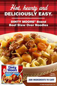 I know it generally a good idea to clean the cutting board after cutting meat but does it really matter if ultimately you will throw everything together and cook i don't generally care for beef stew and my husband is satisfied with dinty moore! Dinty Moore Beef Stew Over Noodles In 2020 Shrimp Recipes For Dinner Hormel Recipes Beef Recipes