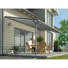 Abri de terrasse en aluminium. Toit De Terrasse En Alu Gris Et Polycarbonate 3 X 8 M Dim 850 X 295 X 260 Cm Cdiscount Jardin