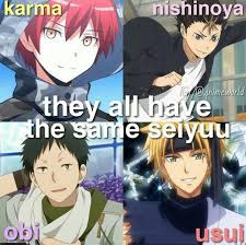 Karma Akabane Ansatsu Kyoshitsu Yuu Nishinoya Haikyuu Obi Akagami No Shirayuki Hime Usui Takumi Kaich Anime Reccomendations Anime Life Anime Crossover