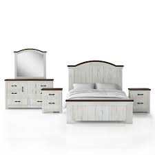 Made to look like paint is chipped and natural pine color shows through. 5pc Willow Rustic Bedroom Set With 2 Nightstands Distressed White Walnut Homes Inside Out Target