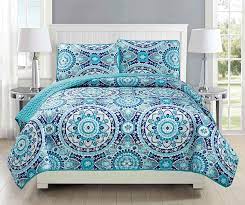 Easily add a chic look at great low prices. Amazon Com Mk Collection Twin Twin Extra Long 2pc Bedspread Coverlet Quilted Floral Turquoise Teal Blue Grey Over Size New 185 70 X95 Home Kitchen