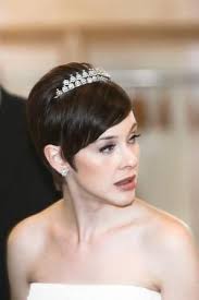 Once upon a time these haircuts might have been considered boyish but today, they are gracing the runways and being work by some of the world's top celebrities. Having Short Hair What S Best For Weddings Flowers Tiara Veil Short Wedding Hair Short Hair Bride Short Bridal Hair