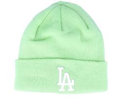 Los angeles dodgers postseason hats, dodgers gear, l.a. Los Angeles Dodgers Womens League Essential Knit Lime White Cuff New Era Beanies Hatstore Com Hk
