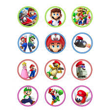 5 pcs mario cake topper mario action figures birthday cake topper cake decoration for kids boys girls baby shower theme party supplies. Super Mario Bros Odyssey Edible Cupcake Toppers