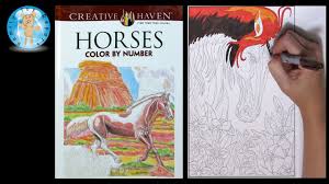 Creative haven dogs color by number coloring book (paperback or softback). Creative Haven Horses Adult Coloring Book Color By Number Family Toy Report Youtube