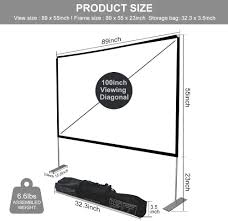 If you know projection screen width, and need to calculate diagonal size and. Projector Screen With Stand 100 Inch Portable Projection Screen 16 9 4k Hd Rear Front Projections