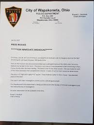 The Wapakoneta Police Department is asking for the public's  assistance.***** Anyone with information in regard to this crime, please  contact our office at 419-738-8802.