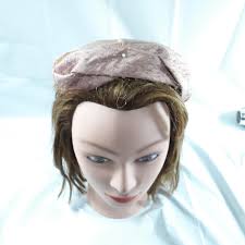 Tan Pill Box Vintage Ladies Hat With Netting and Bow