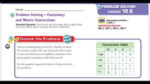 Go Math 5th Grade Lesson 10 6 Problem Solving Customary And Metric Conversions