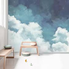 Oil Painting Dreamy Sky Clouds Wallpaper Wall Mural Hand Etsy Wall Murals Diy Wall Murals Painted Cloud Wallpaper