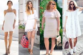 Blue, white and yellow vertical stripes work to elongate your frame while evoking images of a sunny. How To Style Off The Shoulder Dress For Different Occasions Part 1