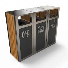 Kuokio Poubelle Exterieur Tri Selectif 3 Bacs Tri Des Dechets Cityfurniture Recycling Bins Street Furniture Recycling Storage