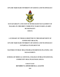 PDF) Sustainability and Cost of Home-Based Management of Malaria in  Children Under Five Years in Ejisu-Juaben Municipality, Ghana