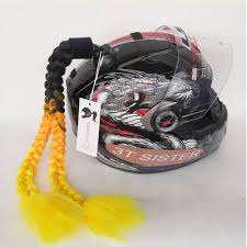 Black And Yellow Motorcycle Helmet Handmade Helmet Pigtails Motorcycle Helmet Ponytails Braids Synthetic Fiber Hair 2pcs Together Braided Ponytail Motorcycle Helmets Pigtails