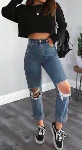 Damen boyfriend jeans mit rissen. Weisst Jemand Wo Ich Solche Mom Jeans Finde Ich Meine Nicht Die Locher Freundschaft Mode Kleidung