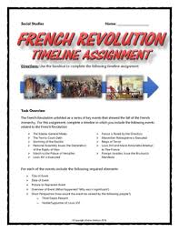 This 9 Page French Revolution Assignment Requires Students To Complete A Detailed Timeline Related French Revolution Essay Starters Social Studies Lesson Plans