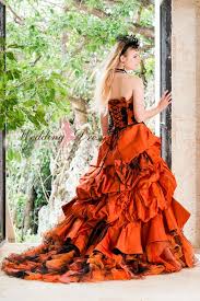 Gothic Wedding Dress In Orange And Black Orange Dress Wedding Gothic Wedding Dress Nontraditional Wedding Dress