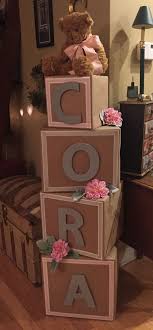 Baby Blocks For Baby Shower Baby Shower Decorations Simple Baby Shower Baby Shower Flowers