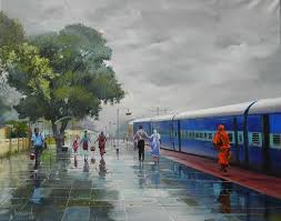 Bijay Biswaal Timeline Photos Facebook Train Drawing Poster Color Painting Watercolor Landscape Paintings
