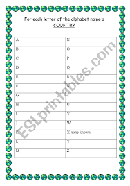 Learn the names of some candy that starts with the letter d, along with a little information about each one. English Worksheets Name A Country For Every Letter Of The Alphabet