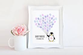 Penguin Fingerprint Guestbook Alternative Baby Shower Gift Etsy Fingerprint Guestbook Diy Guest Book Thumbprint Guest Books