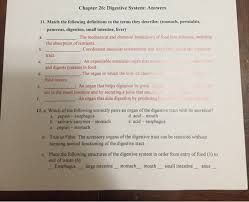 All insects have a complete digestive system. Solved Chapter 26 Digestive System Answers 11 Match Th Chegg Com