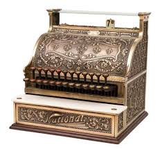 An antique country store cash register by national offers cast foliate and floral swag brass case having glass display, marble counter and seated on oak base, working and. National Cash Register Co 1914