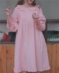 Kawaii Peter Pan Collar Long Sleeve Ruffles Dress Long Sleeve Ruffle Dress Sleepwear Women Stylish Dresses For Girls