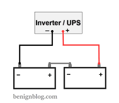 The parallel connection of two identical batteries allows to get twice the capacity of the individual batteries, keeping the same rated voltage. How To Connect Batteries In Series With Power Inverter Or Ups Wiring Diagrams