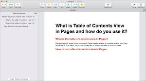 What Is Table Of Contents View In Pages And How Do You Use It