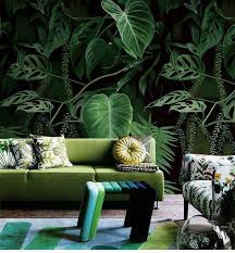 Dark Green Abstract Leaves Wallpaper Wall Mural Floral Wall Artwall Decal Emerald Leaves Wall S Plants On Wall Ideas O Wohnzimmer Boden Tapete Grun Tapeten