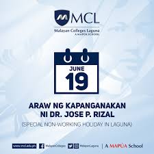 On june 19, 1865, maj. Advisory June 19 2019 Is A Malayan Colleges Laguna Facebook