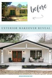 Exterior Makeover Reveal Notes From Home Beneath My Heart In 2020 Ranch House Exterior Brick Exterior House Home Exterior Makeover
