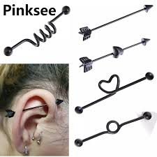 While industrial piercing usually refers to two holes connected by a scaffolding, when performed in the ear, this type of practice refers to the space between the upper cartilage of the ear. 1pc Goth Stainless Steel Ear Piercing Heart Arrow Industrial Cartilage Long Straight Bar Rings Women Men Ear Studs Punk Jewelry Ear Piercing Heart Piercing Heartear Piercing Aliexpress