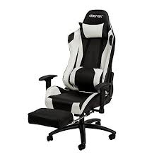 Merax High Back Racing Style Gaming Chair Adjustable Swivel Office Chair With Footrest Black White Racing Chair Gaming Chair Chair