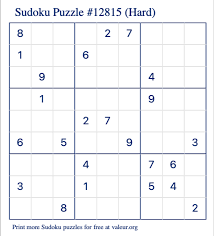 Students determine where the numbers go based on the numbers already in the puzzle,. Free Printable Hard Sudoku With The Answer 12815