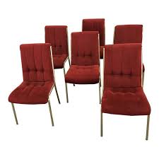 Rust Velvet And Brass Dining Chairs Set Of 6 In 2020 Dining Chairs Dining Chair Set Chair