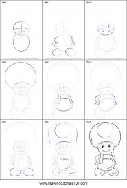 How To Draw Toad From Super Mario Printable Step By Step Drawing Sheet Drawingtutorials101 Drawing Sheet Cartoon Drawing Tutorial Drawing Cartoon Characters