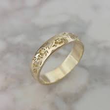 Flower Wedding Band Vintage Style Floral Ring For Women Etsy Unique Gold Wedding Rings 14k Gold Wedding Ring Diamond Wedding Bands