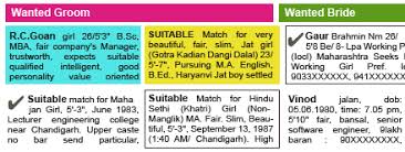 Book a Punjabi Newspaper Matrimonial if ...