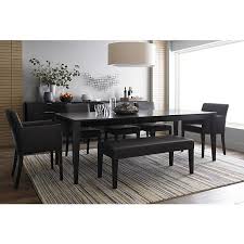 Slide your dining room bench under your indianapolis dining room table to make additional room when you're entertaining guests, or simply need more space. Lowe Smoke Leather Bench In Benches Crate And Barrel Black Dining Room Sets Dining Table Dining Table Set Designs