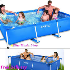Paddling Pool Family Swimming Framed Rectangle Garden Fun Summer Patio Large New Rectangular Swimming Pools Splash Swimming Pool Rectangular Pool