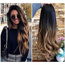You will get one of the most beautiful long wavy hairstyles for women with black hair. Amazon Com 24 Inches Long Curly Wavy 3 4 Weave Loose Curls Half Head Clip In Hair Ombre Wig Natural Black To Honey Blonde Beauty