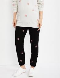 Monrow Under Belly Rose Embroidered Maternity Joggers