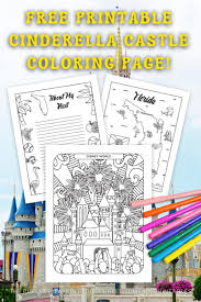 The most favorite pig of all kids is waiting for your crayons with her entire pink family: Free Walt Disney World Cinderella Castle Coloring Page Printable
