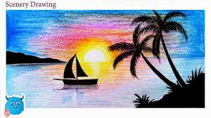 Sunset Scenery Drawing In Pencil For Beginners Step By Step Youtube I go through each section as i draw it, describing what i am doing, giving tips and talking about the methods i use for coloured pencil.